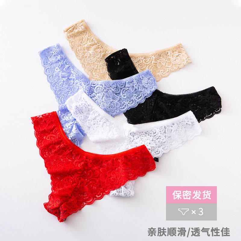 Women's Thong Lace Underwear Women's Pure Cotton Sexy Hot Temptation Sexy Emotional Low-waist Underwear Dropshipping