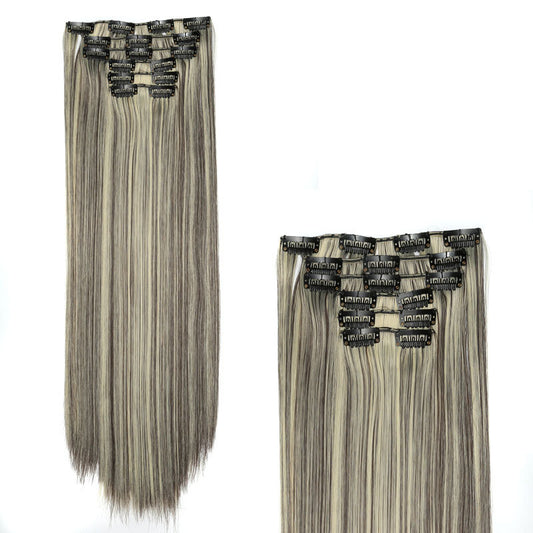 Hair Extension Piece Wig European And American Style 16 Card 6 Piece Wig Ladies Long Straight Hair Chemical Fiber Wig Manufacturer Spot