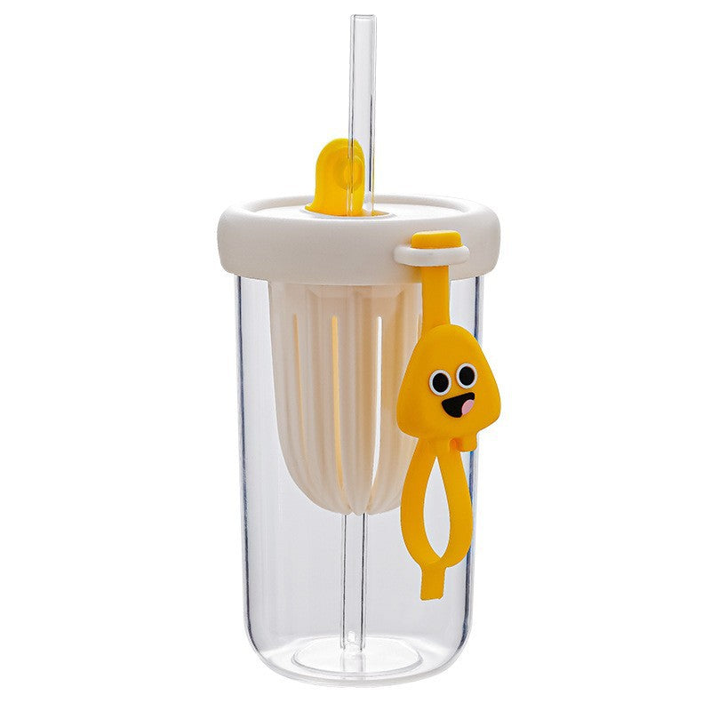 Plastic Cup Suction Tube Cup High Color Value Plastic Cup With Straw Handy Cup Outgoing Portable Summer Cup Suction Tube Cup