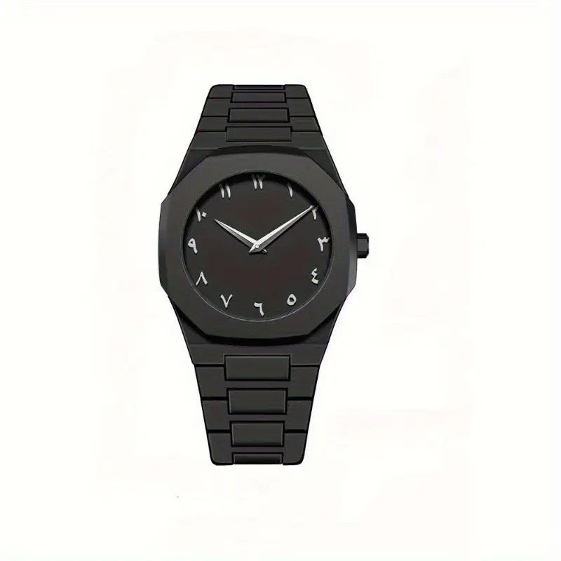 Popular Plastic Men's Watch Arabic Business Black Butterfly Buckle Watch Men's Cross-Border Wholesale