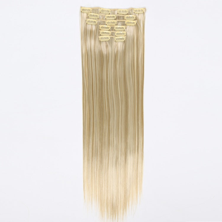 Hair Extension Piece Wig European And American Style 16 Card 6 Piece Wig Ladies Long Straight Hair Chemical Fiber Wig Manufacturer Spot