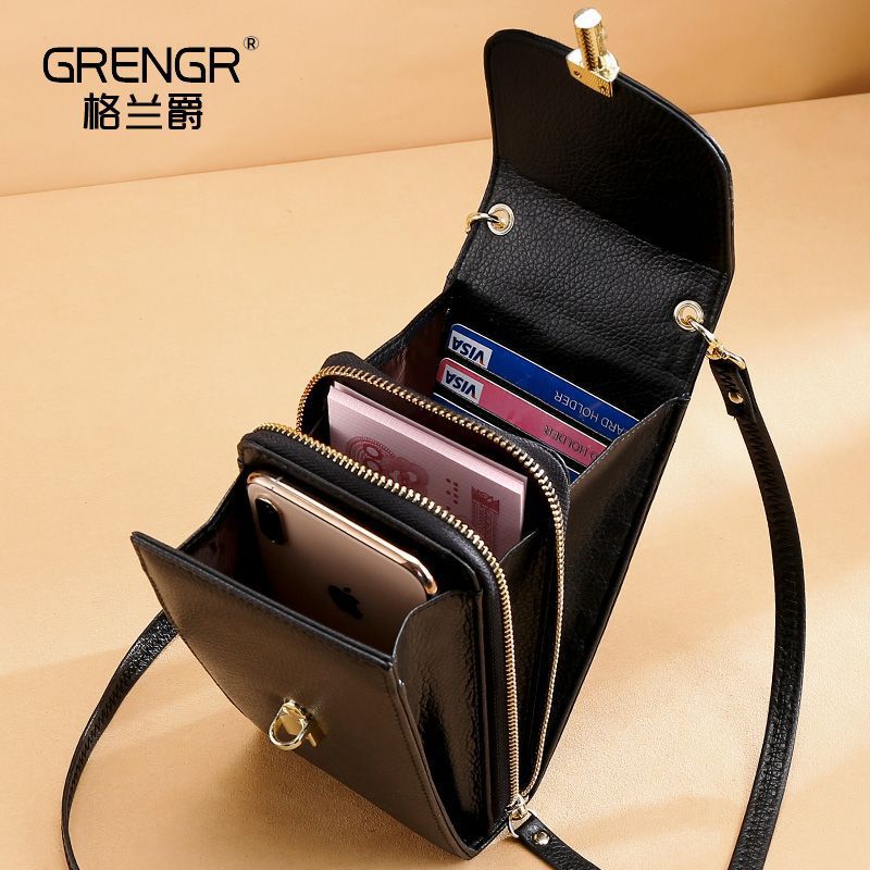 Genuine Leather Mobile Phone Bag Women&#039;s Crossbody Small Bag Trendy Vertical Versatile Mobile Phone Bag New Mini Small Bag