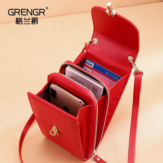 Genuine Leather Mobile Phone Bag Women&#039;s Crossbody Small Bag Trendy Vertical Versatile Mobile Phone Bag New Mini Small Bag