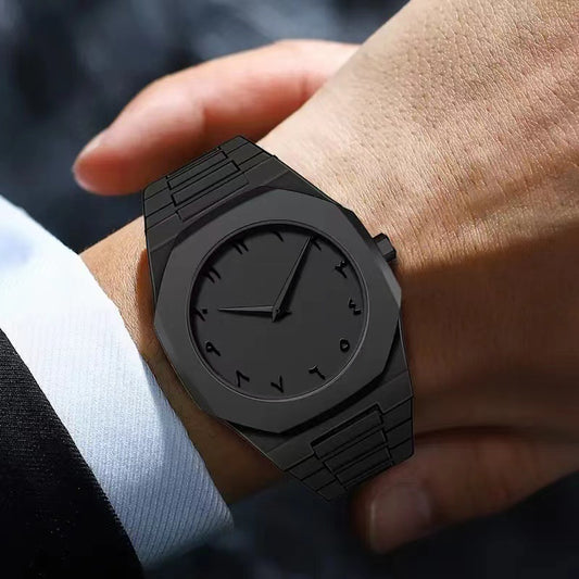 Popular Plastic Men&#039;s Watch Arabic Business Black Butterfly Buckle Watch Men&#039;s Cross-Border Wholesale