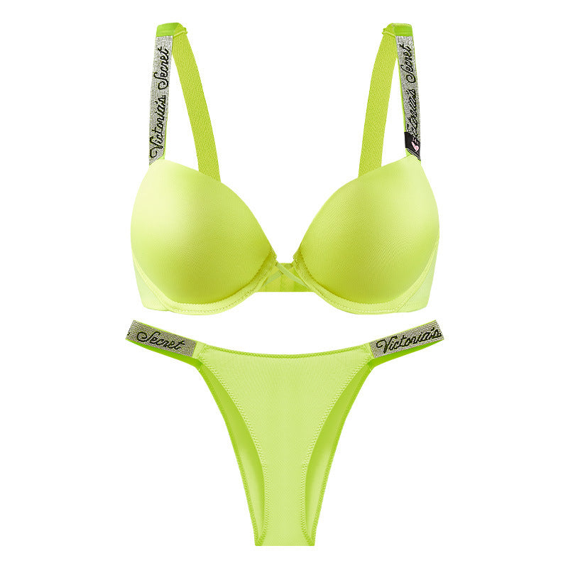 Diamond Printed Bra Set Steel Ring Printed Underwear